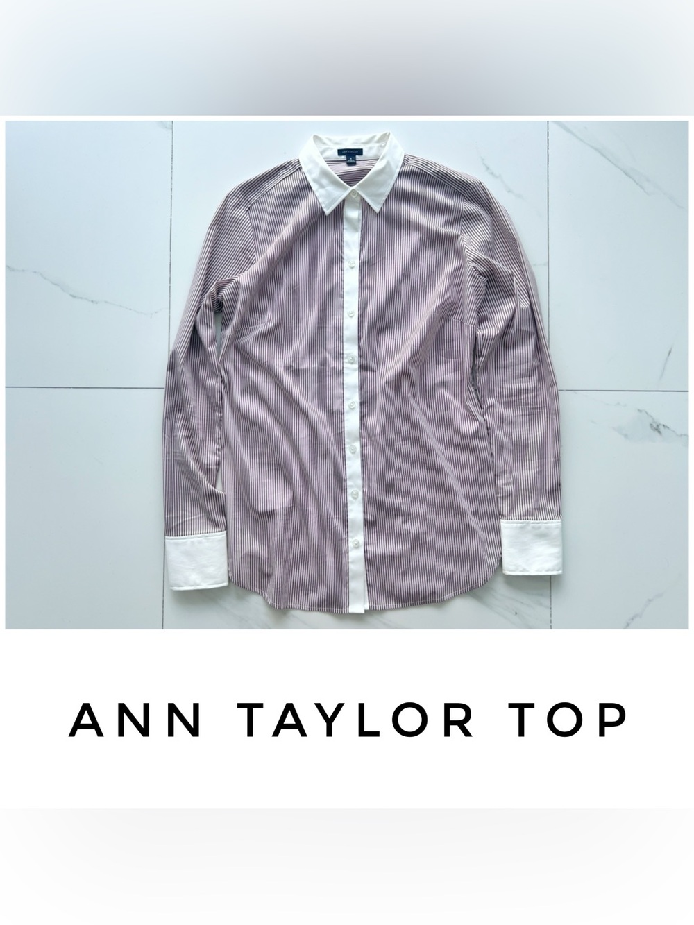Ann Taylor top size 4 red white stripe button